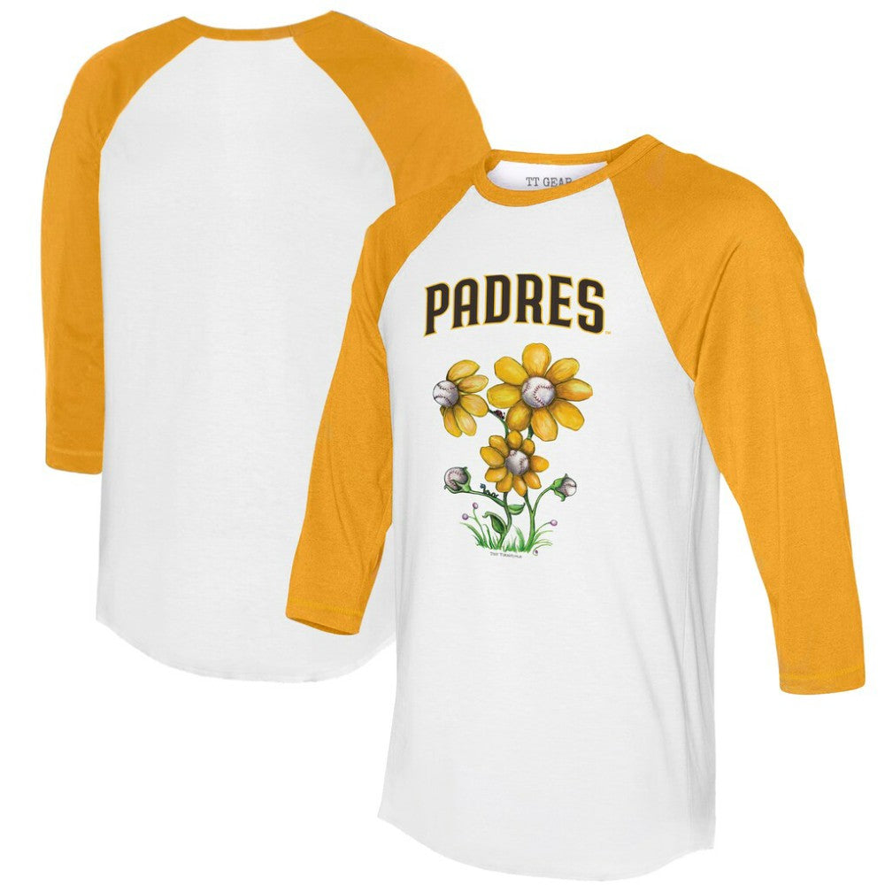 San Diego Padres Tiny Turnip Women's Blooming Baseballs 3/4-Sleeve Raglan T-Shirt - MLB
