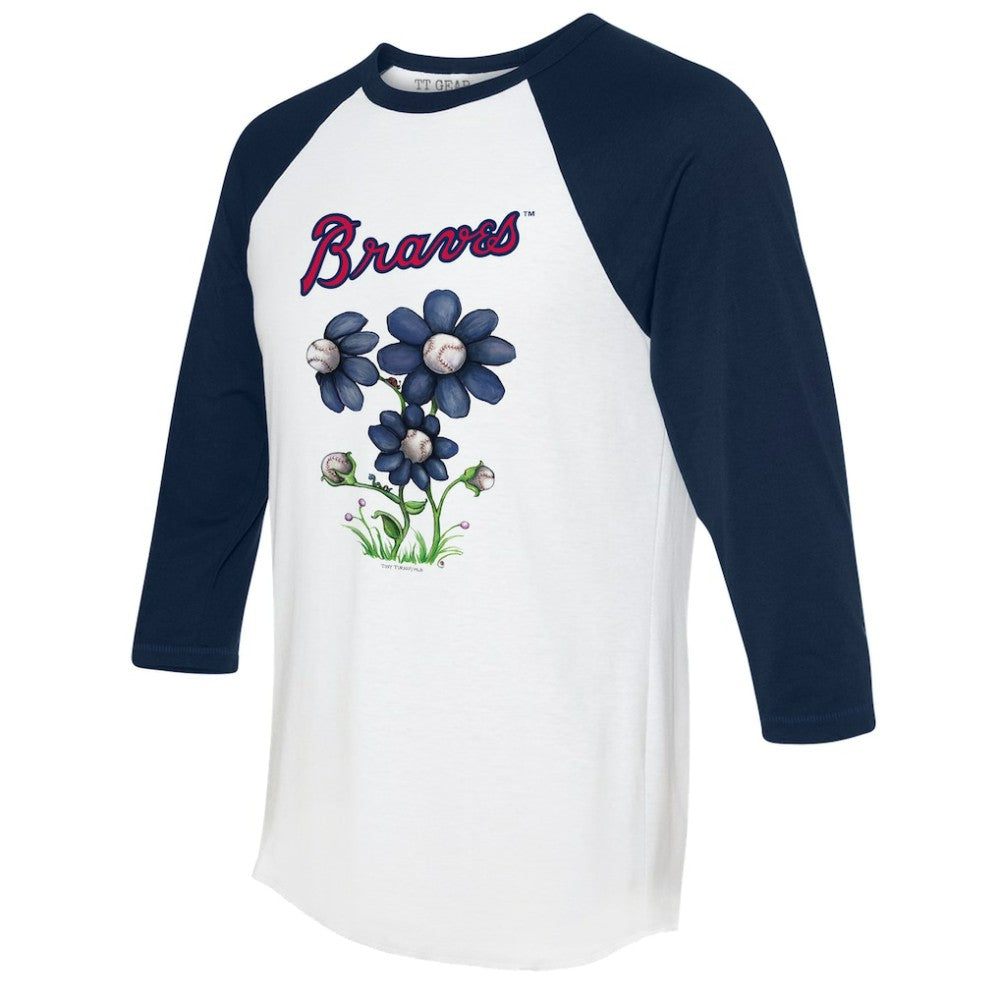 Atlanta Braves Tiny Turnip Women's Blooming Baseballs 3/4-Sleeve Raglan T-Shirt - MLB