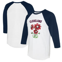 Cleveland Guardians Tiny Turnip Women's Blooming Baseballs 3/4-Sleeve Raglan T-Shirt - MLB