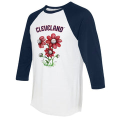 Cleveland Guardians Tiny Turnip Women's Blooming Baseballs 3/4-Sleeve Raglan T-Shirt - MLB