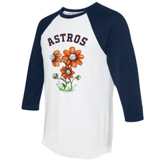 Houston Astros Tiny Turnip Women's Blooming Baseballs 3/4-Sleeve Raglan T-Shirt - MLB