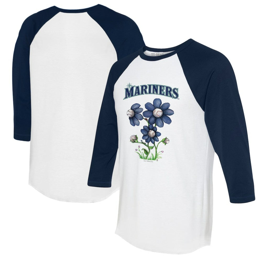 Seattle Mariners Tiny Turnip Women's Blooming Baseballs 3/4-Sleeve Raglan T-Shirt - MLB