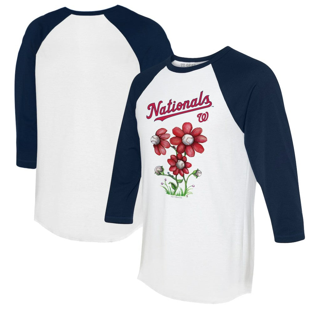 Washington Nationals Tiny Turnip Women's Blooming Baseballs 3/4-Sleeve Raglan T-Shirt - MLB
