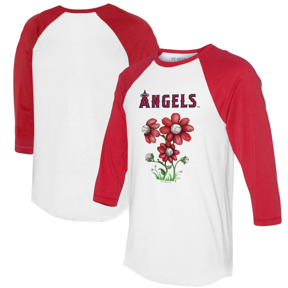 Los Angeles Angels Tiny Turnip Women's Blooming Baseballs 3/4-Sleeve Raglan T-Shirt - MLB