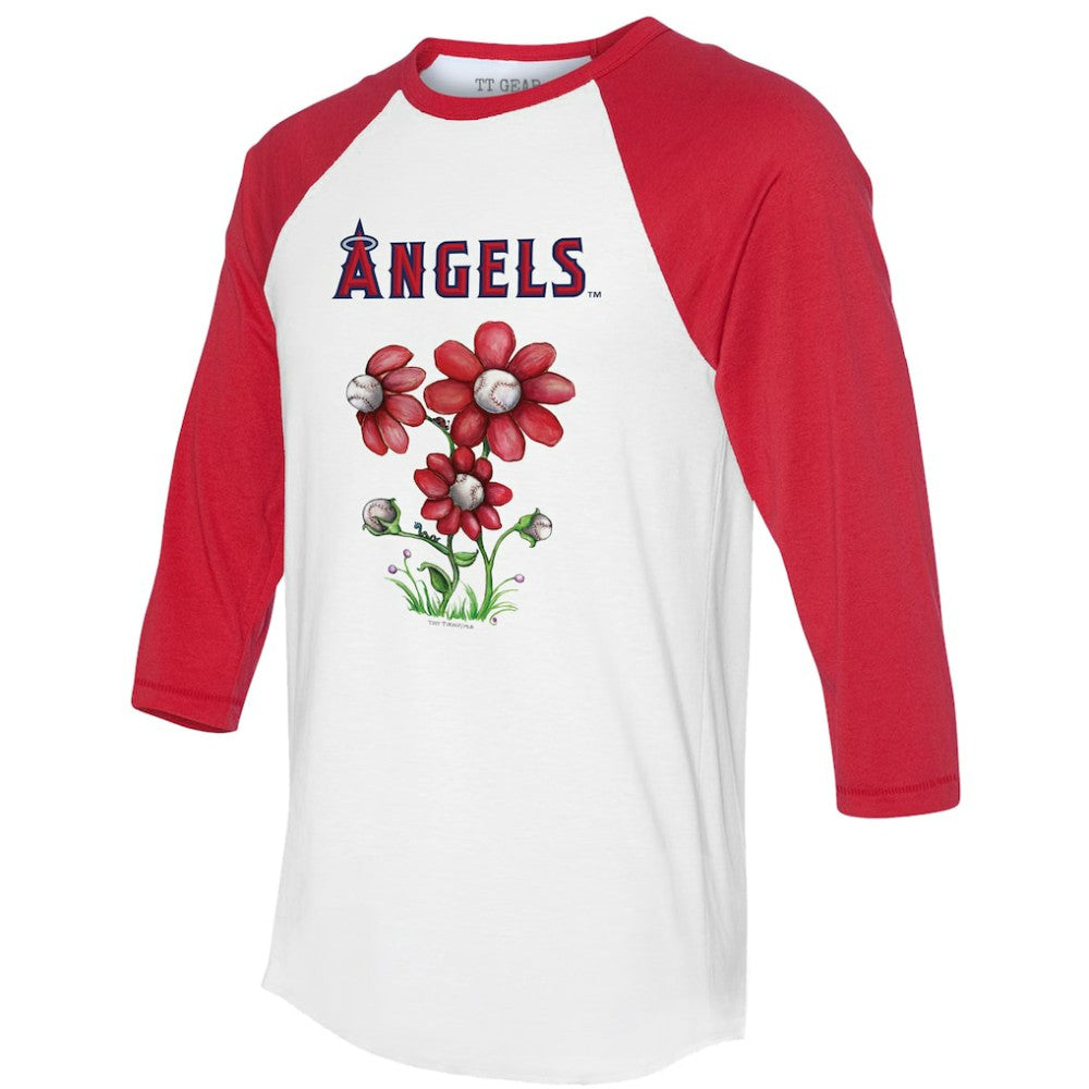 Los Angeles Angels Tiny Turnip Women's Blooming Baseballs 3/4-Sleeve Raglan T-Shirt - MLB