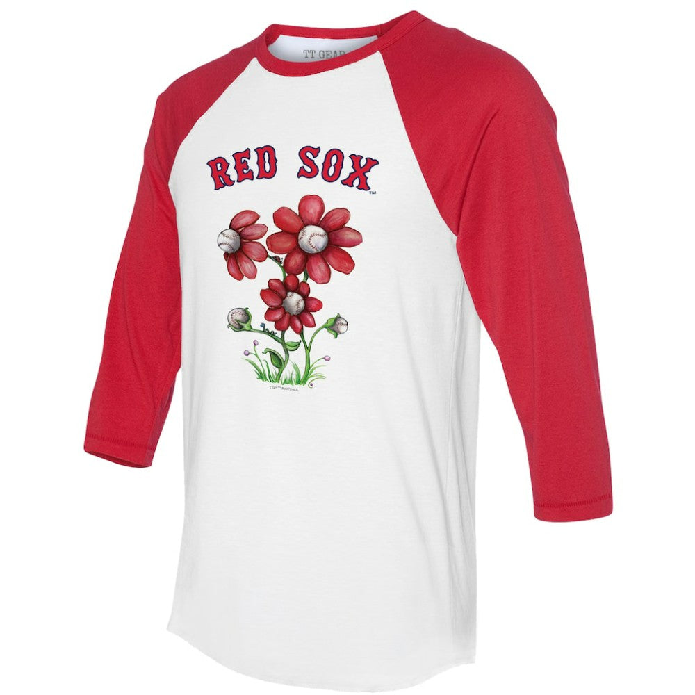 Boston Red Sox Tiny Turnip Women's Blooming Baseballs 3/4-Sleeve Raglan T-Shirt - MLB