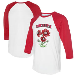 Cincinnati Reds Tiny Turnip Women's Blooming Baseballs 3/4-Sleeve Raglan T-Shirt - MLB