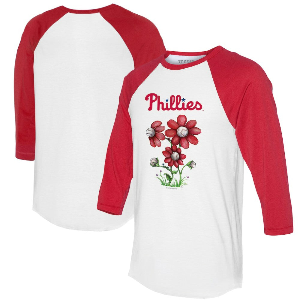 Philadelphia Phillies Tiny Turnip Women's Blooming Baseballs 3/4-Sleeve Raglan T-Shirt - MLB