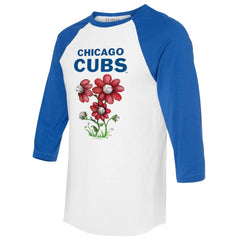Chicago Cubs Tiny Turnip Women's Blooming Baseballs 3/4-Sleeve Raglan T-Shirt - MLB