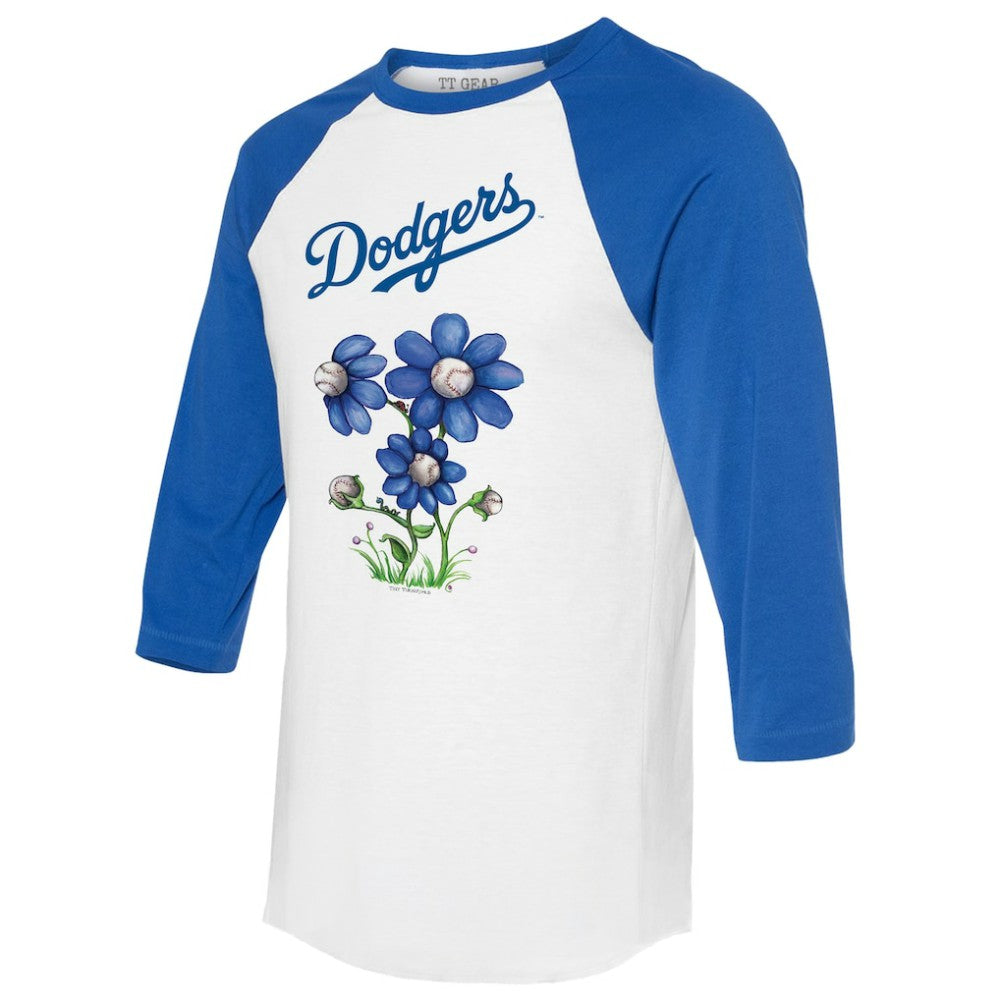 Los Angeles Dodgers Tiny Turnip Women's Blooming Baseballs 3/4-Sleeve Raglan T-Shirt - MLB
