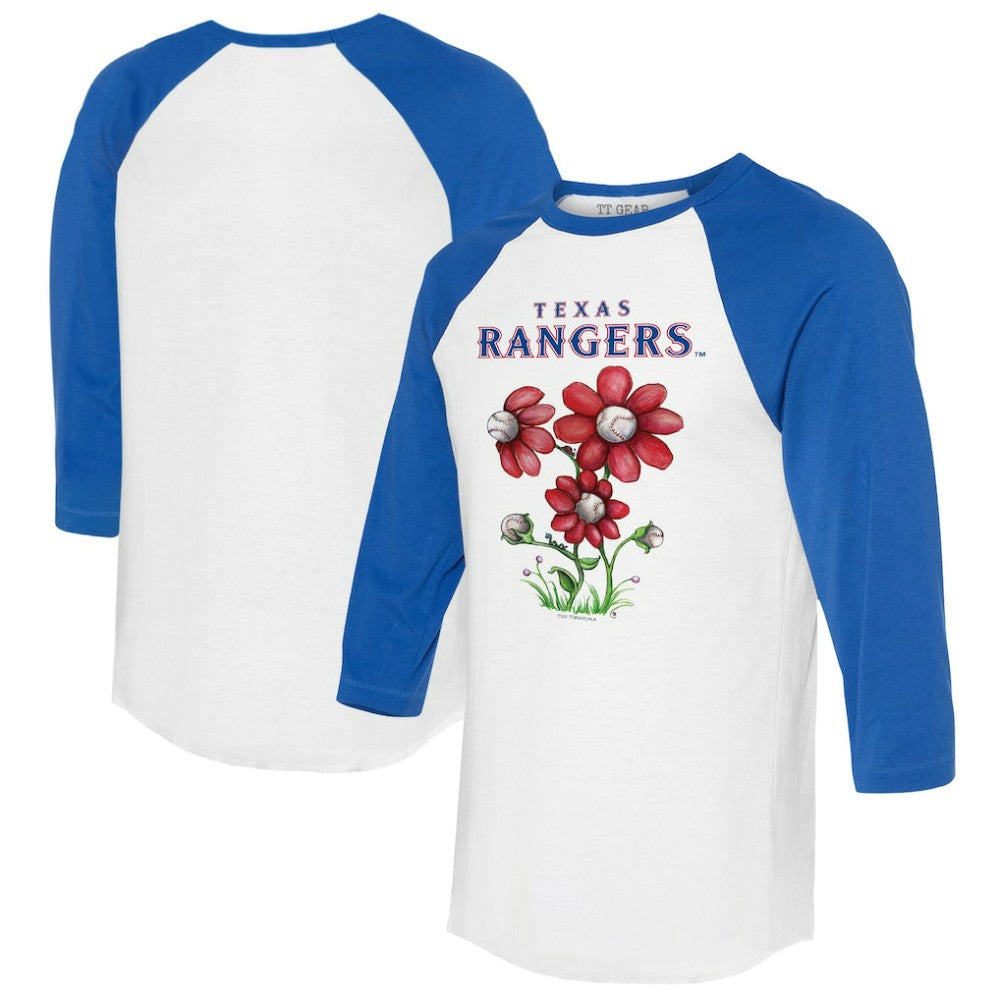 Texas Rangers Tiny Turnip Women's Blooming Baseballs 3/4-Sleeve Raglan T-Shirt - MLB