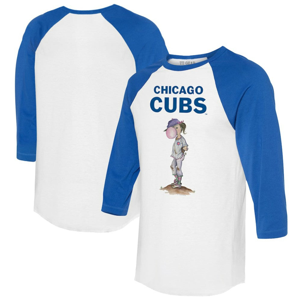Chicago Cubs Tiny Turnip Women's Bubbles 3/4-Sleeve Raglan T-Shirt - MLB