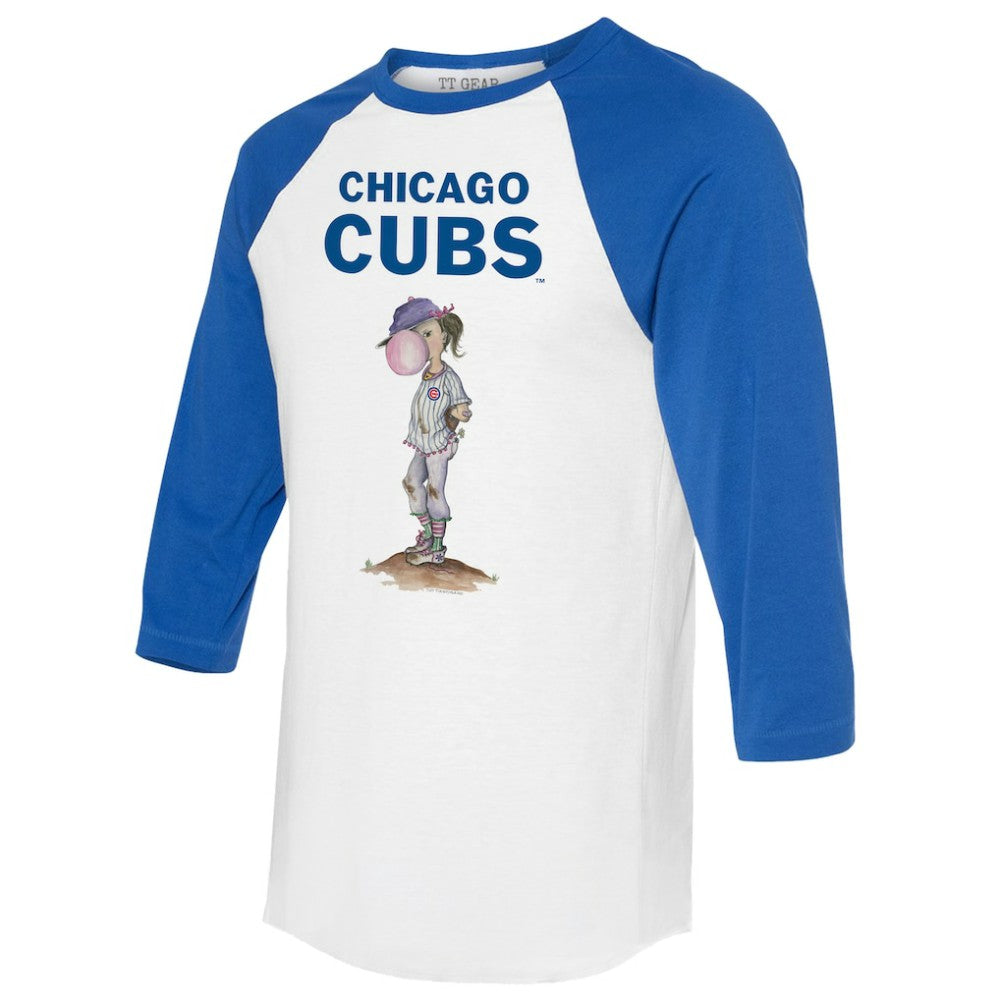 Chicago Cubs Tiny Turnip Women's Bubbles 3/4-Sleeve Raglan T-Shirt - MLB