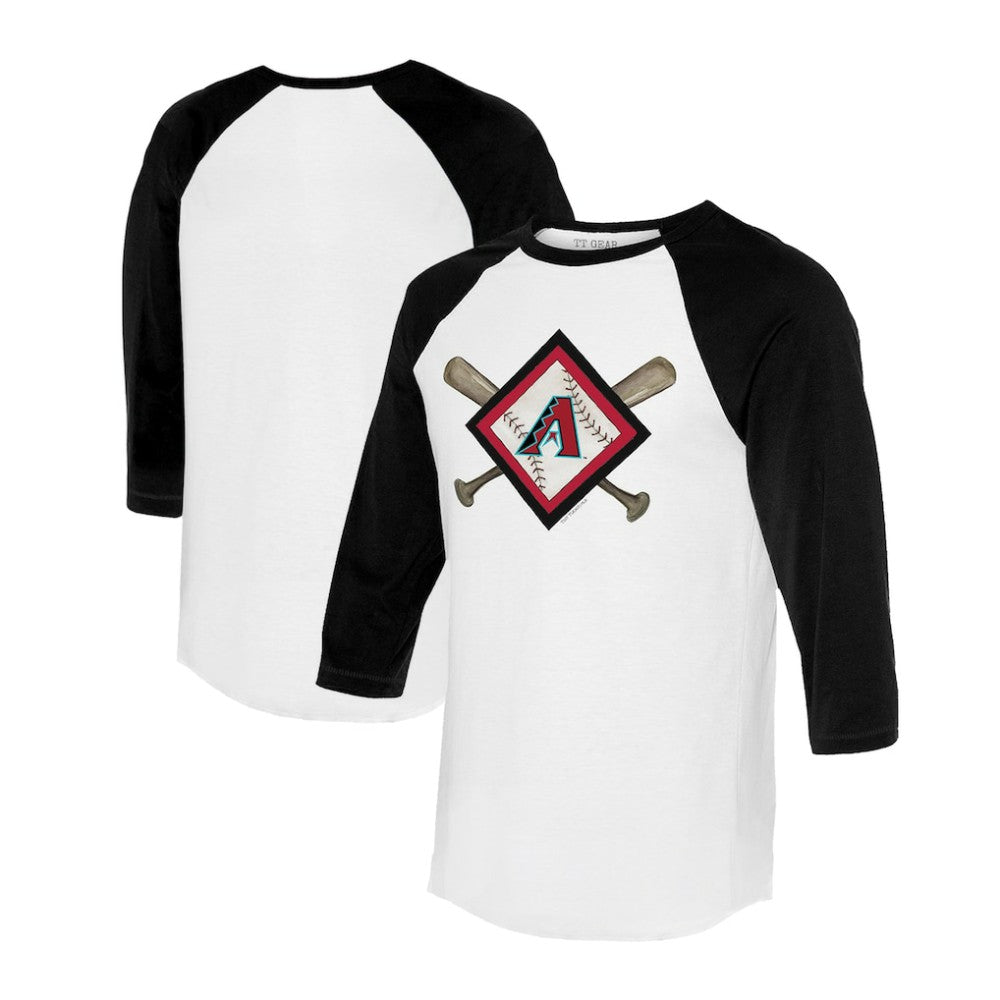 Arizona Diamondbacks Tiny Turnip Women's Diamond Cross Bats 3/4-Sleeve Raglan T-Shirt - MLB