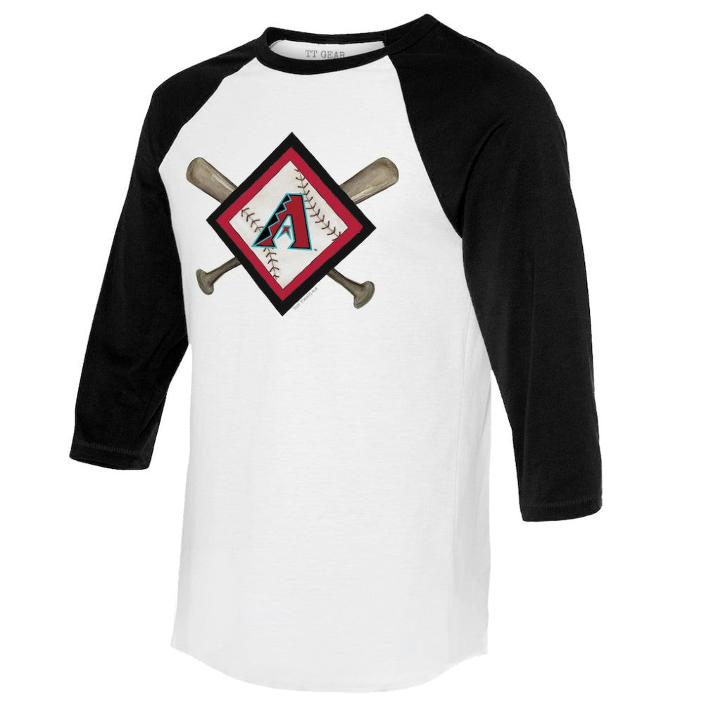 Arizona Diamondbacks Tiny Turnip Women's Diamond Cross Bats 3/4-Sleeve Raglan T-Shirt - MLB