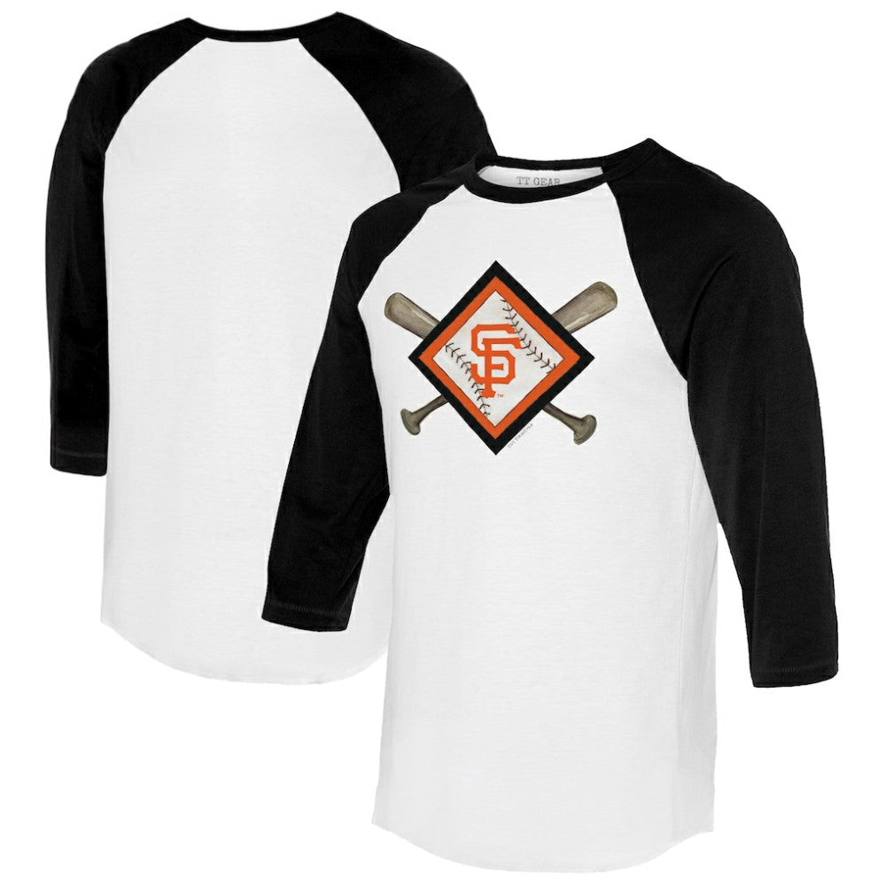 San Francisco Giants Tiny Turnip Women's Diamond Cross Bats 3/4-Sleeve Raglan T-Shirt - MLB