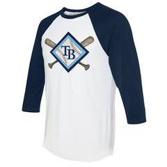 Tampa Bay Rays Tiny Turnip Women's Diamond Cross Bats 3/4-Sleeve Raglan T-Shirt - MLB
