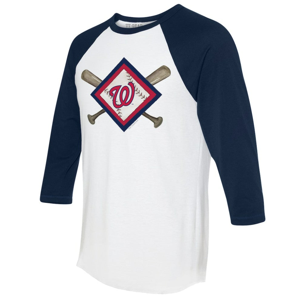 Washington Nationals Tiny Turnip Women's Diamond Cross Bats 3/4-Sleeve Raglan T-Shirt - MLB