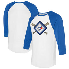 Toronto Blue Jays Tiny Turnip Women's Diamond Cross Bats 3/4-Sleeve Raglan T-Shirt - MLB