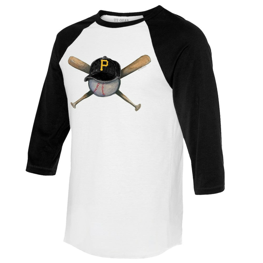 Pittsburgh Pirates Tiny Turnip Women's Hat Crossbats 3/4-Sleeve Raglan T-Shirt - MLB