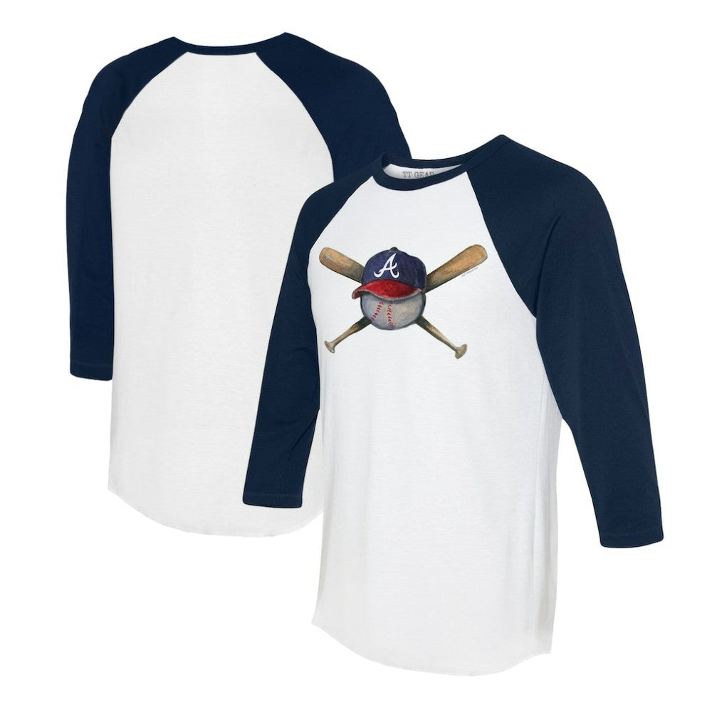Atlanta Braves Tiny Turnip Women's Hat Crossbats 3/4-Sleeve Raglan T-Shirt - MLB
