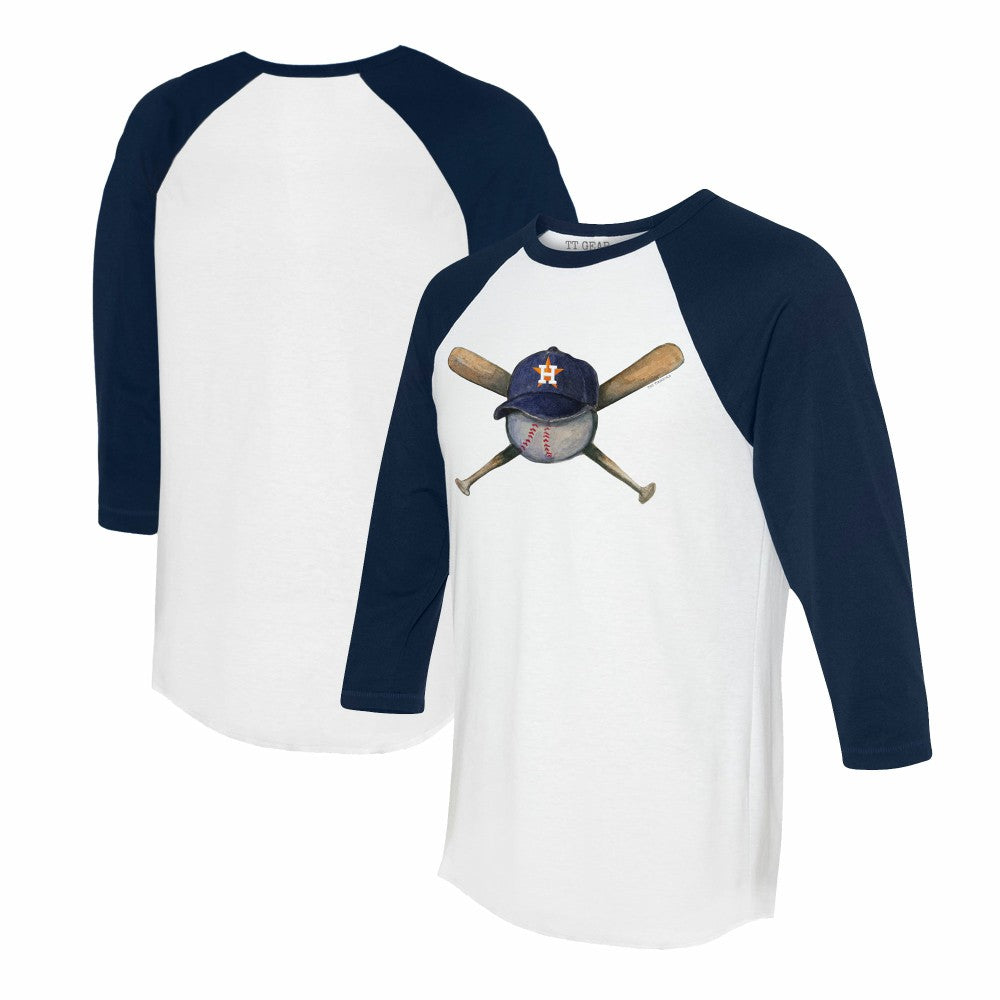 Houston Astros Tiny Turnip Women's Hat Crossbats 3/4-Sleeve Raglan T-Shirt - MLB