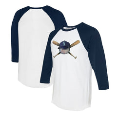 Seattle Mariners Tiny Turnip Women's Hat Crossbats 3/4-Sleeve Raglan T-Shirt - MLB