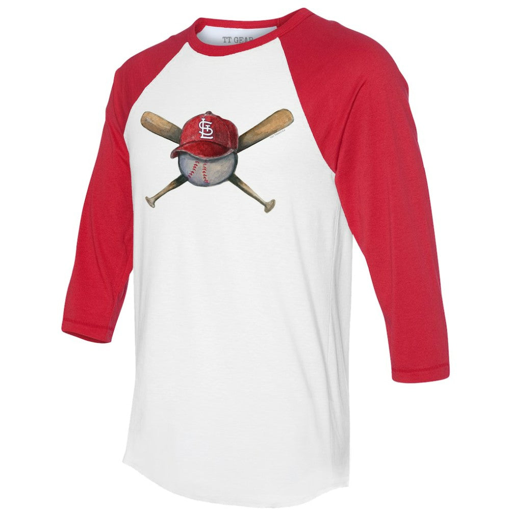 St. Louis Cardinals Tiny Turnip Women's Hat Crossbats 3/4-Sleeve Raglan T-Shirt - MLB