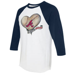Atlanta Braves Tiny Turnip Women's Heart Banner 3/4-Sleeve Raglan T-Shirt - MLB