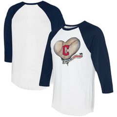 Cleveland Guardians Tiny Turnip Women's Heart Banner 3/4-Sleeve Raglan T-Shirt - MLB