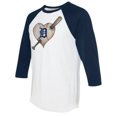 Detroit Tigers Tiny Turnip Women's Heart Bat 3/4-Sleeve Raglan T-Shirt - MLB