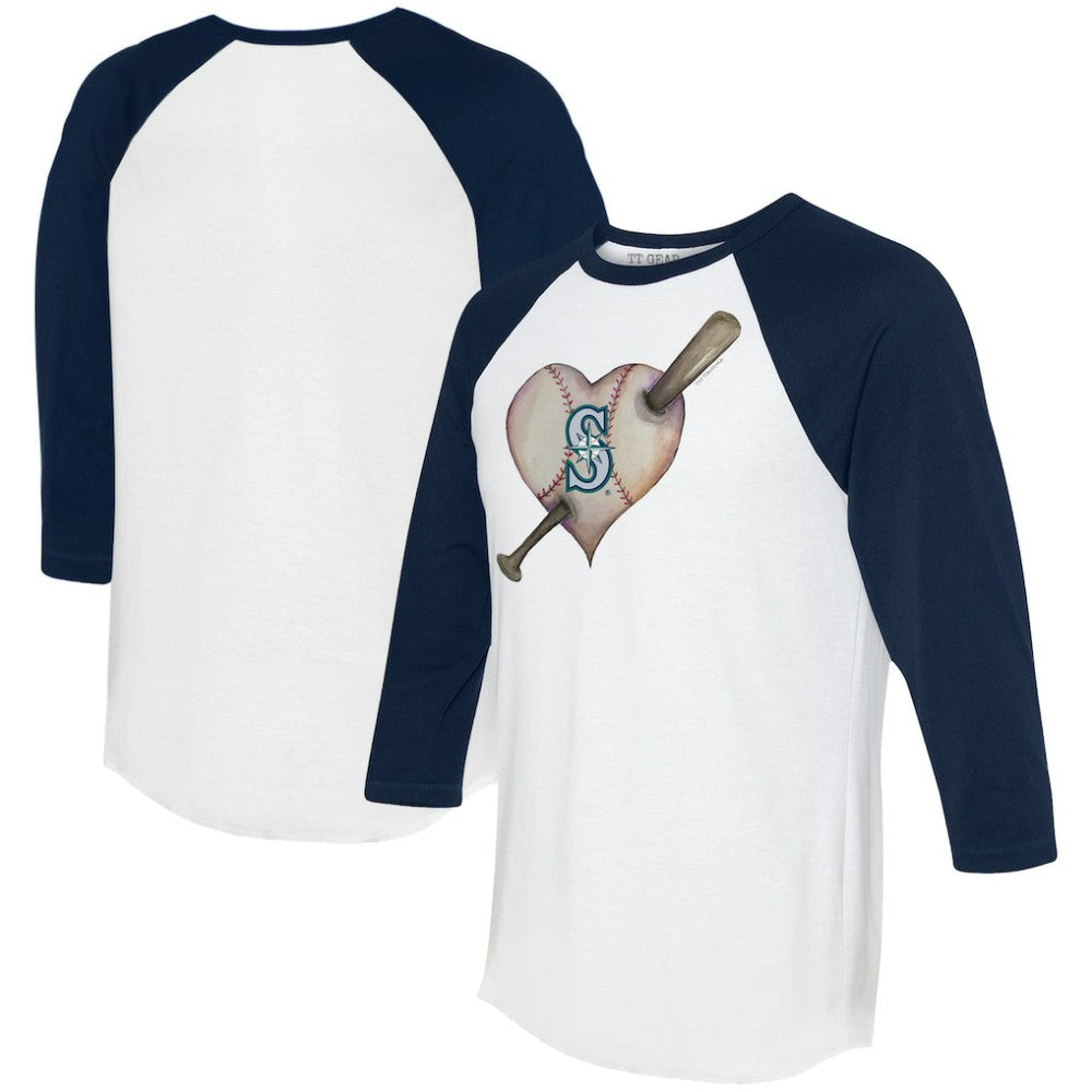 Seattle Mariners Tiny Turnip Women's Heart Bat 3/4-Sleeve Raglan T-Shirt - MLB