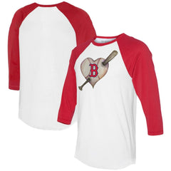Boston Red Sox Tiny Turnip Women's Heart Bat 3/4-Sleeve Raglan T-Shirt - MLB