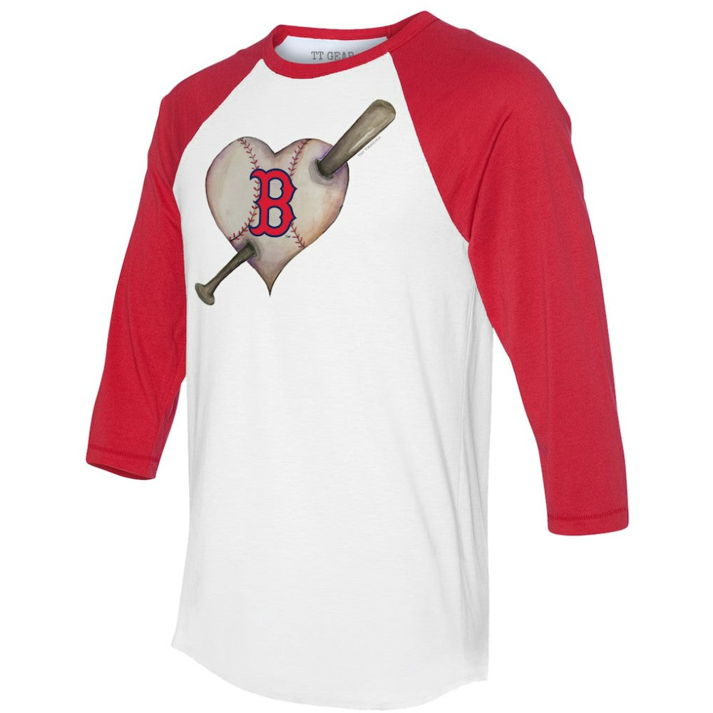 Boston Red Sox Tiny Turnip Women's Heart Bat 3/4-Sleeve Raglan T-Shirt - MLB