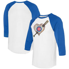 Chicago Cubs Tiny Turnip Women's Heart Bat 3/4-Sleeve Raglan T-Shirt - MLB