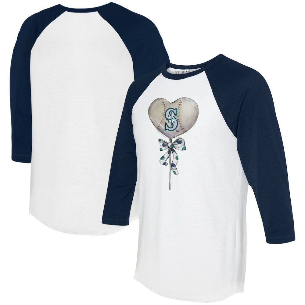 Seattle Mariners Tiny Turnip Women's Heart Lolly 3/4-Sleeve Raglan T-Shirt - MLB