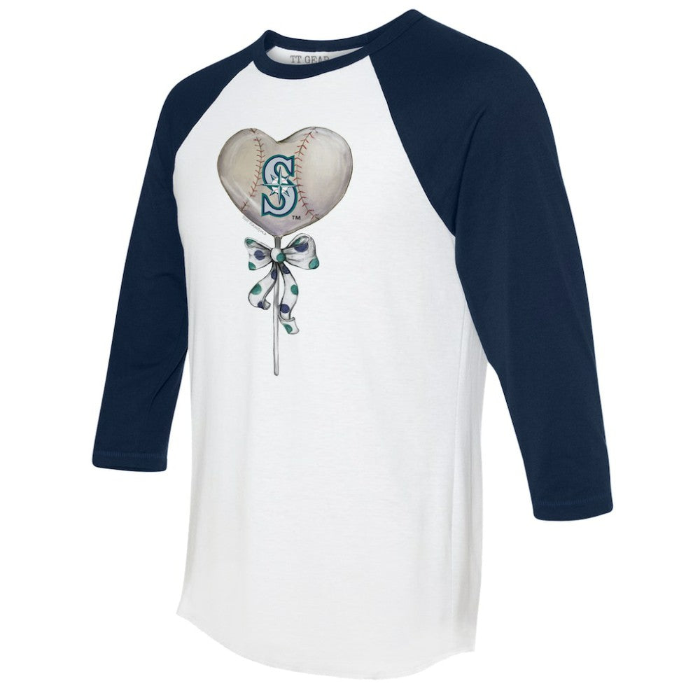Seattle Mariners Tiny Turnip Women's Heart Lolly 3/4-Sleeve Raglan T-Shirt - MLB