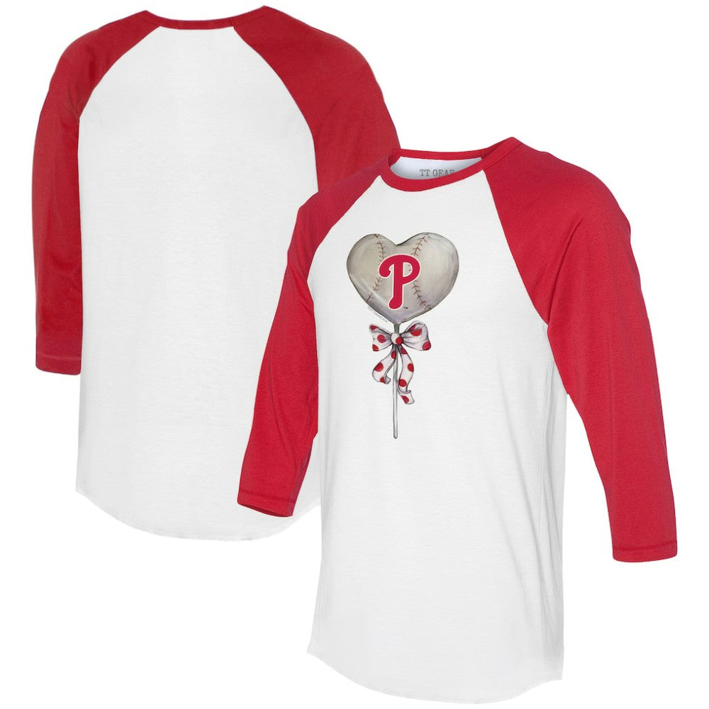 Philadelphia Phillies Tiny Turnip Women's Heart Lolly 3/4-Sleeve Raglan T-Shirt - MLB