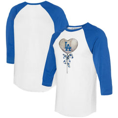 Los Angeles Dodgers Tiny Turnip Women's Heart Lolly 3/4-Sleeve Raglan T-Shirt - MLB
