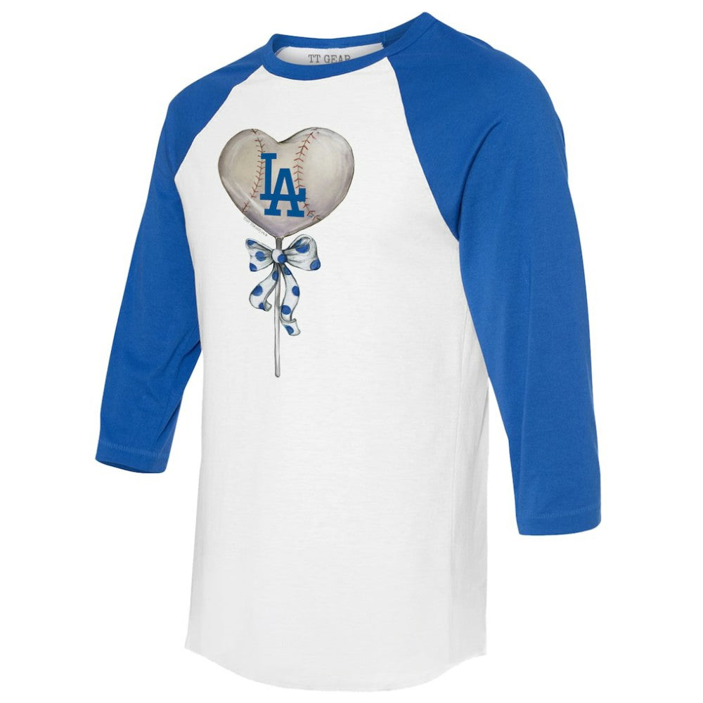 Los Angeles Dodgers Tiny Turnip Women's Heart Lolly 3/4-Sleeve Raglan T-Shirt - MLB