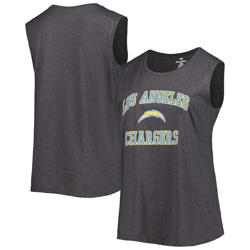 Los Angeles Chargers Women's Plus Size Tank Top Heather Charcoal | Fanatics