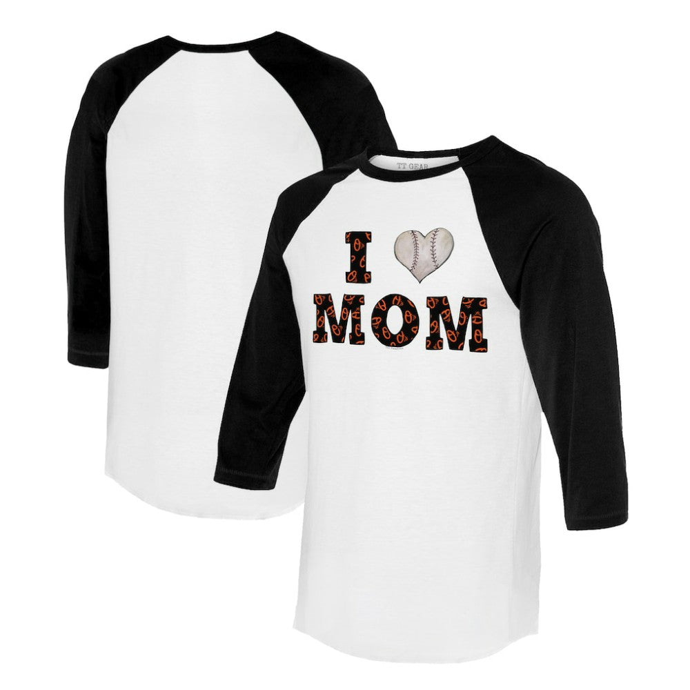 Baltimore Orioles Tiny Turnip Women's I Love Mom 3/4-Sleeve Raglan T-Shirt - MLB