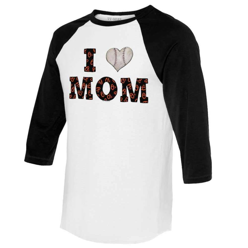 Baltimore Orioles Tiny Turnip Women's I Love Mom 3/4-Sleeve Raglan T-Shirt - MLB