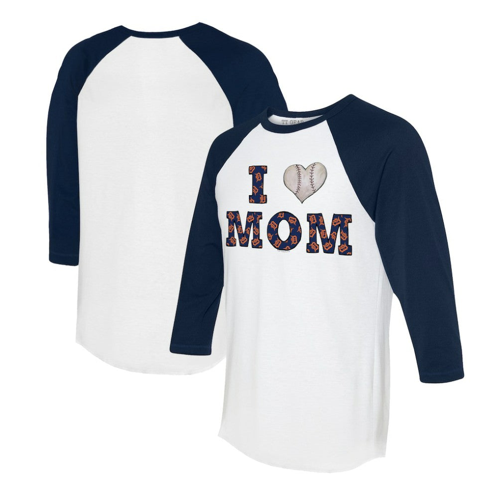 Detroit Tigers Tiny Turnip Women's I Love Mom 3/4-Sleeve Raglan T-Shirt - MLB