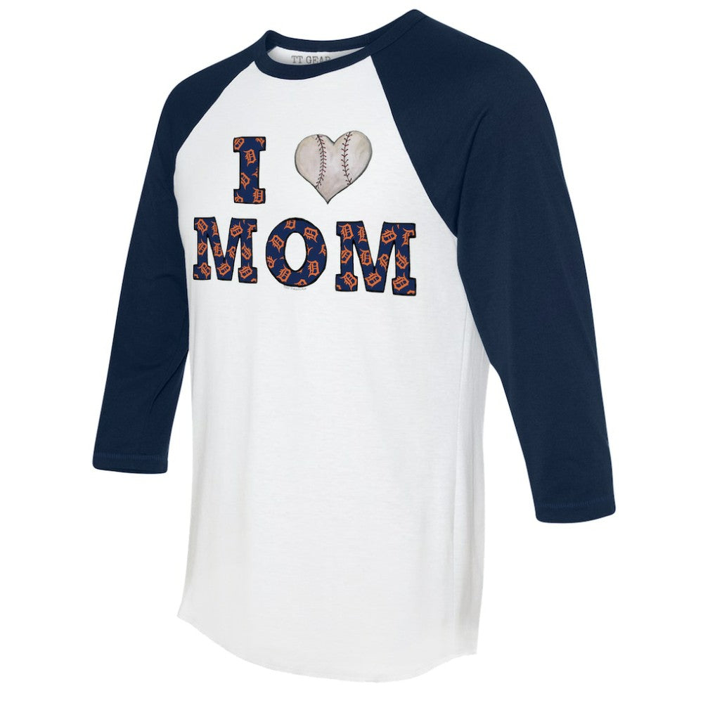 Detroit Tigers Tiny Turnip Women's I Love Mom 3/4-Sleeve Raglan T-Shirt - MLB