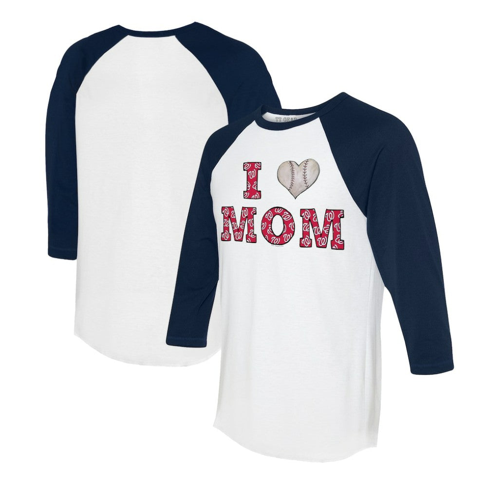 Washington Nationals Tiny Turnip Women's I Love Mom 3/4-Sleeve Raglan T-Shirt - MLB