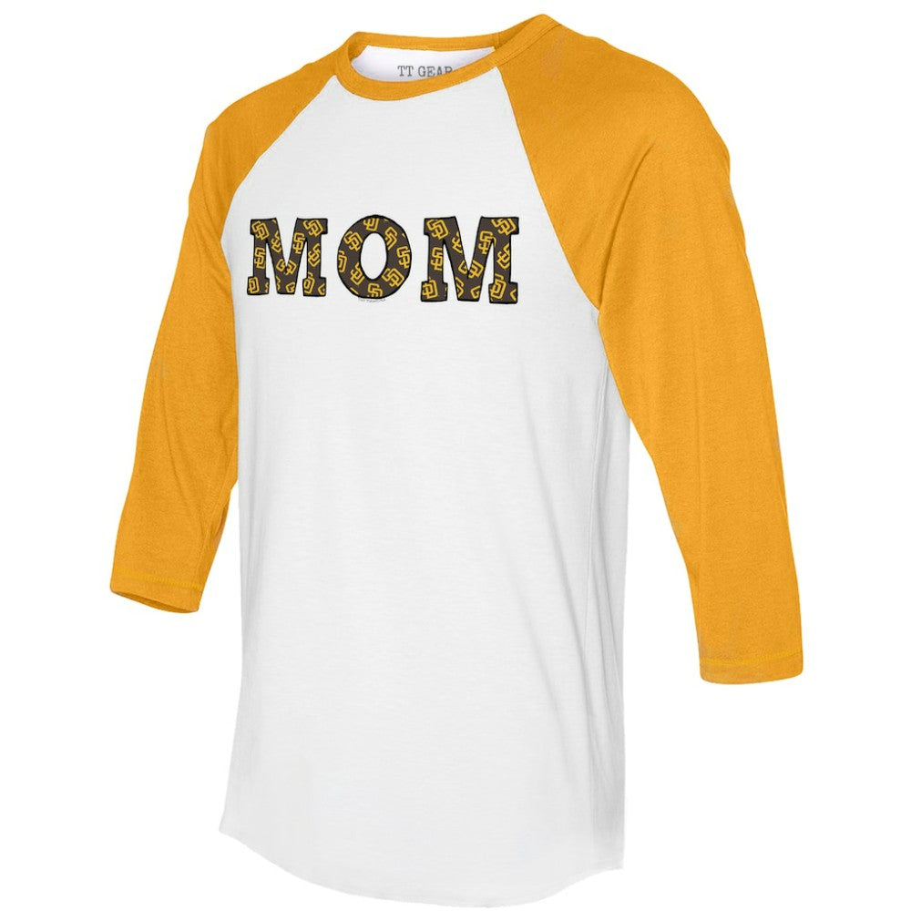 San Diego Padres Tiny Turnip Women's Logo Mom 3/4-Sleeve Raglan T-Shirt - MLB