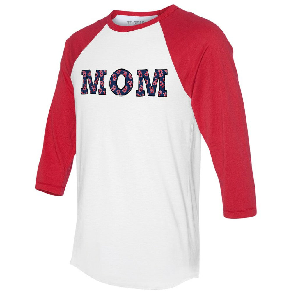 Boston Red Sox Tiny Turnip Women's Logo Mom 3/4-Sleeve Raglan T-Shirt - MLB