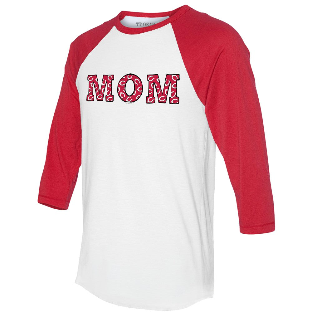 Cincinnati Reds Tiny Turnip Women's Logo Mom 3/4-Sleeve Raglan T-Shirt - MLB