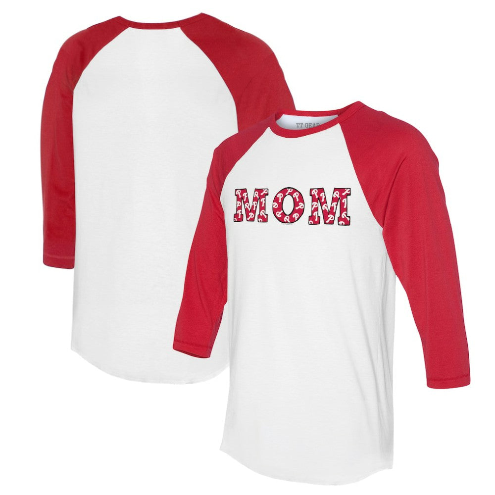 Philadelphia Phillies Tiny Turnip Women's Logo Mom 3/4-Sleeve Raglan T-Shirt - MLB